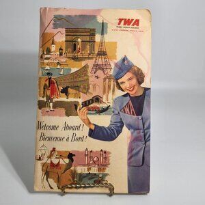 1950s TWA Travel Brochure Advertising USA Europe Africa Asia Illustrative VTG